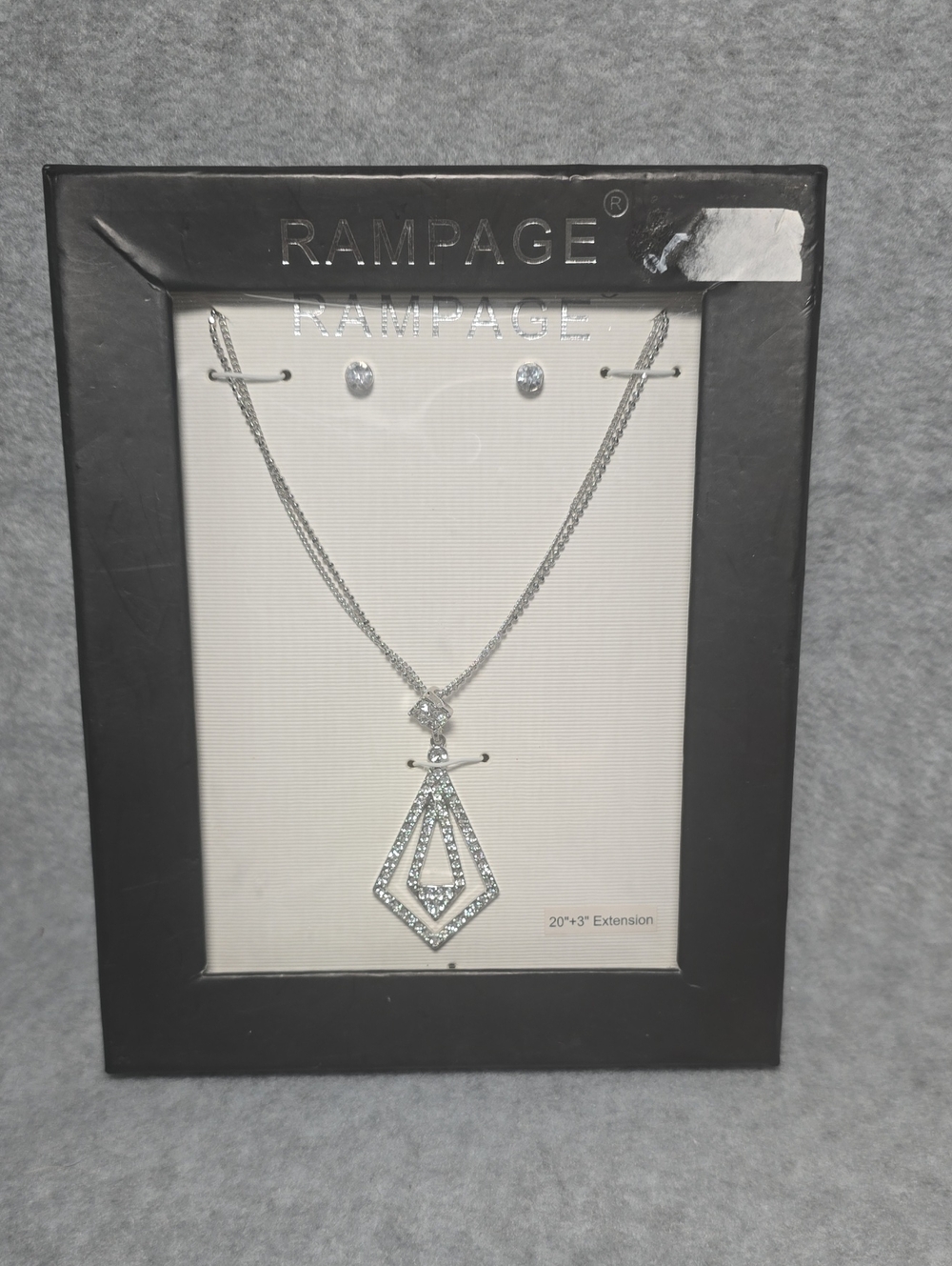 Rampage Silver-tone Crystal Geometric Pendant Necklace and Studs